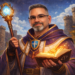 Portrait of a web developer depicted as a calm, confident guide, holding a glowing book and staff, symbolizing reliability and structure in front-end development.