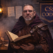 Frank Jamison in a medieval scholar setting, holding an open book and wearing a dark cloak and leather armor, surrounded by candlelight and CSS-themed elements, symbolizing control and structure in modern CSS development.