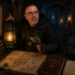 Frank Jamison, dressed as a Dungeons and Dragons inspired bug hunter, investigates a mysterious Heisenbug inside a dark dungeon corridor. Wearing a weathered cloak and leather adventurer gear, he holds a glowing lantern in one hand and a magnifying glass in the other with a focused, suspicious expression, as if tracking an unseen threat. Around him are maps marked with timing windows, coding clues, bug hunting notes, dice, ancient books, and a laptop displaying cryptic logs and intermittent system failures. Torches flicker against stone walls while symbols and warnings about the elusive Heisenbug reinforce the theme of investigative debugging and dungeon crawling.