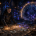 Cinematic D&D-inspired fantasy scene featuring Frank Jamison as a seasoned bug hunter and veteran engineer inside an ancient underground command chamber. Frank stands in dark adventuring gear over a massive glowing stone war table covered in illuminated maps, architectural diagrams, scrolls, and rune-like symbols resembling software systems, tests, and monitoring pathways. He carefully activates glowing magical wards while reinforcing a fractured containment barrier trapping shadowy corrupted creatures in the background. The chamber blends a wizard’s sanctum and incident-response war room, filled with lanterns, tomes, magical instrumentation, and faint mist. Deep blue, violet, ember, and golden lighting create a mood of vigilance and recovery after battle, symbolizing software protection and preventing bugs from returning.
